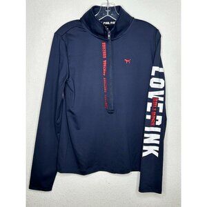 Victoria's Secret PINK Gonzaga Half Zip Navy Bulldogs Basketball Spell Out Large